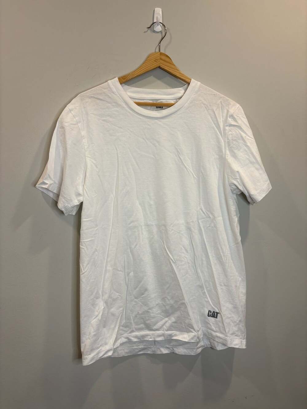 CAT Centric Brands White Cotton Crew Neck T-Shirt Large